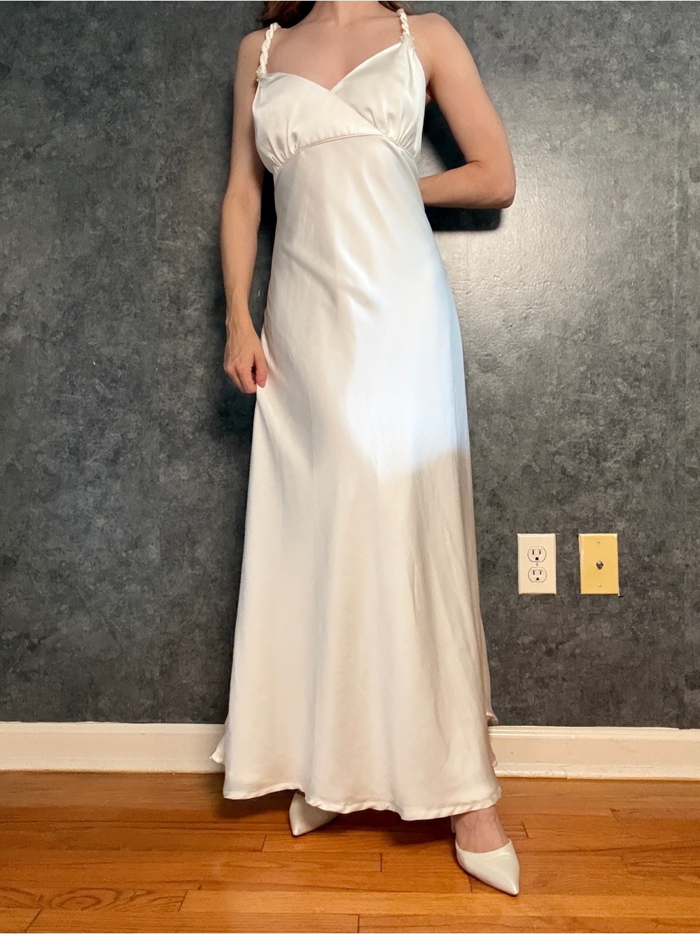 Vintage 1990s David's Bridal Satin Slip Wedding Dress — Minimalist Bias-Cut